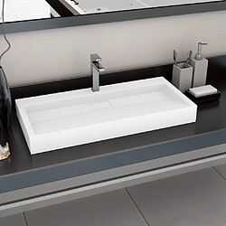 vidaXL Lavabo 100x46x11 cm Fonte minérale/marbre Blanc