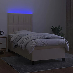 Acheter Sommier à lattes,Cadre à lattes de lit et matelas et LED pour Adulte Crème 90x190 cm Tissu -MN51034