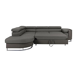 Avis Vente-Unique Canapé d'angle gauche convertible en tissu et simili gris et anthracite MYSEN II