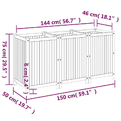 vidaXL Jardinière avec doublure 150x50x75 cm bois massif d'acacia pas cher