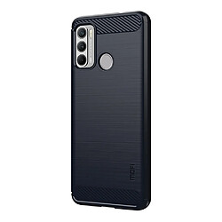 Mofi Coque en TPU Conception en fibre de carbone brossée flexible bien protégée bleu pour votre Motorola Moto G60/G40 Fusion