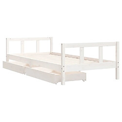 Acheter Maison Chic Lit d'Enfant Chambre - Cadre de lit pour enfant tiroirs blanc 90x200 cm bois de pin massif -MN24184