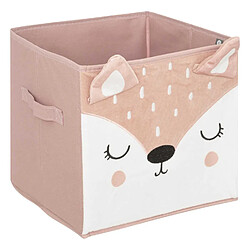 Atmosphera, Createur D'Interieur Lot de 2 boites de rangement Biche en velours - 29x29x29cm - Rose