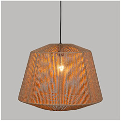 Pegane Lampe suspendue, Suspension luminaire coloris beige et métal noir - diamètre 48 x Hauteur 38 cm