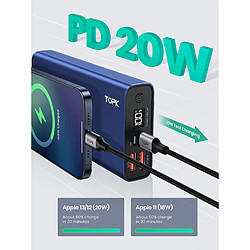 SANAG Power Bank 20 W Pd3.0 Batterie Externe 20 000 Mah Charge Rapide Type C Entrées/Sorties Écran Numérique Chargeur Portable Bleu