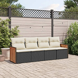 Maison Chic Salon de jardin 4 pcs avec coussins | Ensemble de Table et chaises | Mobilier d'Extérieur noir résine tressée -GKD21863