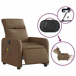 Maison Chic Fauteuil Relax pour salon, Fauteuil inclinable de massage électrique marron tissu -GKD35239 pas cher