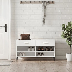 Maison Chic Banc à chaussures | Meuble de rangement à chaussures Meuble d'Entrée blanc brillant 102x35x55 cm bois d'ingénierie -MN32740