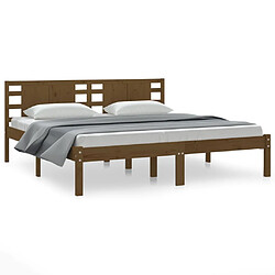 vidaXL Cadre de lit sans matelas marron miel 200x200cm bois pin massif