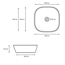 Ecd Germany Lavabo forme ronde 405x405x140 mm, blanc, céramique - incl. set d'évacuation sans trop-plein pas cher