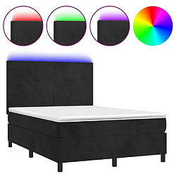 Maison Chic Lit adulte - Lit + matelas + LED,Sommier à lattes de lit et matelas LED Noir 140x200 cm Velours -GKD61588 