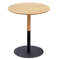 Alterego Table d'appoint ronde 'DILA H45' en bois finition naturelle et métal noir