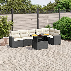 Maison Chic Ensemble Tables et chaises d'extérieur 7pcs avec coussins,Salon de jardin noir résine tressée -GKD130437