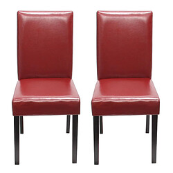 Decoshop26 Lot de 2 chaises de salle à manger synthétique rouge pieds foncés CDS04044