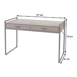 Mendler Bureau HWC-F58, table pour ordinateur, design industriel 75x120x60cm structure 3D ~aspect chêne sauvage marron