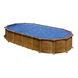 Piscine acier aspect bois Amazonia ovale 7,44 x 3,99 x 1,32 m - Gré