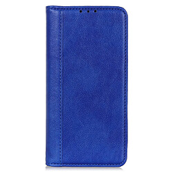 Etui en PU texture litchi fermeture automatique magnétique avec support bleu pour votre Samsung Galaxy A03s (164.2 x 75.9 x 9.1mm)