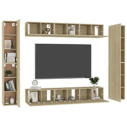 Avis Maison Chic Ensemble de meubles TV 10 pcs | Banc TV Moderne pour salon | Meuble de Rangement - Chêne sonoma Aggloméré -MN25390