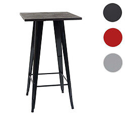 Mendler Table mange-debout HWC-A73, plateau en bois, design industriel, métal, 107x60x60cm ~ noir