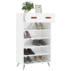 Acheter Maison Chic Armoire à chaussure,Meuble à Chaussures Blanc brillant 60x35x105 cm Bois ingénierie -MN29935