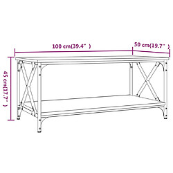 vidaXL Table basse Noir 100x50x45 cm Bois d'ingénierie et fer pas cher