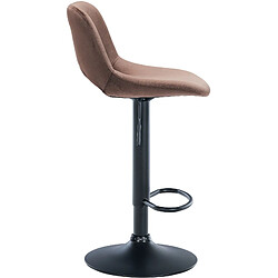 Decoshop26 Tabouret de bar chaise haute x1 avec repose-pieds en velours marron piètement métallique noir 10_0004601