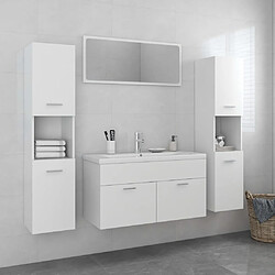 vidaXL Ensemble de meubles de salle de bain Blanc Aggloméré