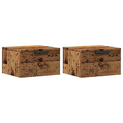 vidaXL Tables de chevet murales 2 pcs vieux bois 34x30x20 cm