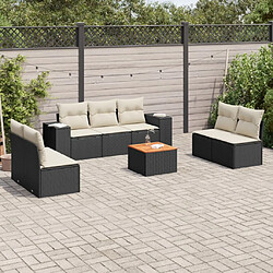 vidaXL Salon de jardin 8 pcs avec coussins noir résine tressée