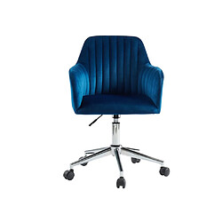 Vente-Unique Chaise de bureau - Velours - Bleu - Hauteur réglable - ELEANA