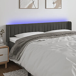 Maison Chic Tête de lit scandinave à LED,meuble de chambre Gris foncé 163x16x78/88 cm Velours -MN70769