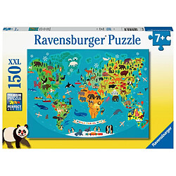 Ravensburger Puzzle 150 p xxl - la carte du monde des animaux