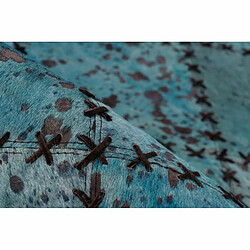 Avis Paris Prix Tapis Patchwork en Cuir Fait Main Voila Turquoise 160 x 230 cm