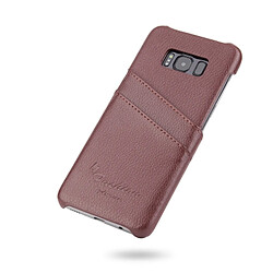 Wewoo Fierre Shann Litchi Texture Etui en cuir véritable pour Galaxy S8 + / G9550, avec fentes pour cartes (Marron)