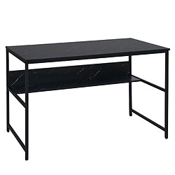 Decoshop26 Bureau table d'ordinateur paroi arrière sous le plateau de table métal mdf 120 x 60 cm aspect marbre noir 04_0006060