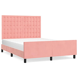 Maison Chic Lit adulte - Cadre Structure de lit avec tête de lit Contemporain Rose 140x190 cm Velours -MN91068