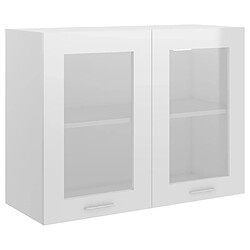 vidaXL Armoire en verre suspendue Blanc brillant Bois d'ingénierie