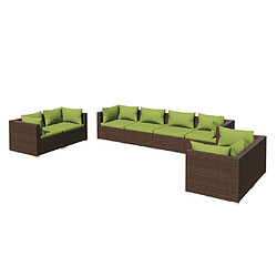 Maison Chic Salon de jardin 8 pcs + coussins - Mobilier/Meubles de jardin - Table et chaises d'extérieur Résine tressée Marron -MN96204