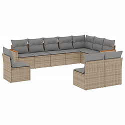 Maison Chic Salon de jardin avec coussins 10 pcs | Ensemble de Table et chaises | Mobilier d'Extérieur beige résine tressée -GKD69648