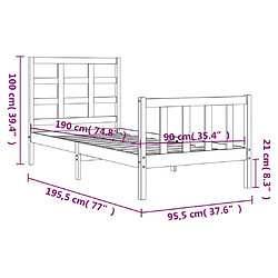 vidaXL Cadre de lit sans matelas 90x190 cm bois de pin massif pas cher