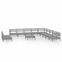 Maison Chic Salon de jardin 12 pcs - Table et chaises d'extérieur - Mobilier/Meubles de jardin Moderne Bois de pin massif Gris -MN34719