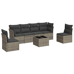 vidaXL Salon de jardin avec coussins 7 pcs gris résine tressée