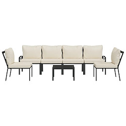 Avis Maison Chic Salon de jardin 7 pcs + coussins - Mobilier/Meubles de jardin - Table et chaises d'extérieur sable acier -MN11622