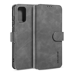 Dg.Ming Etui en PU rétro avec support gris pour votre Samsung Galaxy S20 Plus