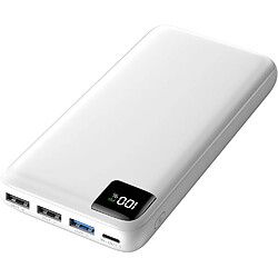 SANAG Batterie Externe 27000Mah Power Bank 22,5W Pd4.0 Qc3.0 Charge Rapide Chargeur Portable Usb C Batterie Portable Avec 4 Usb Sortie & Affichage Led Pour Smartphone Tablette(Blanc)