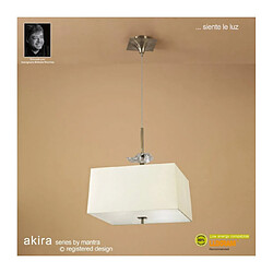 Luminaire Center Suspension Akira 4 Ampoules E27, laiton antique/verre dépoli avec Abat jour crème