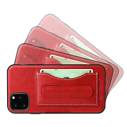 Wewoo Coque Souple Fierre Shann Etui de protection en cuir avec support et fente pour carte iPhone 11 Pro rouge