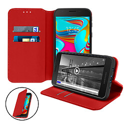 Avizar Housse Samsung Galaxy A2 Core Étui Folio Portefeuille Fonction Support Rouge