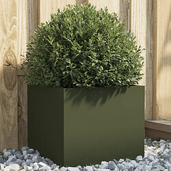 Maison Chic Jardinière,Bac à fleurs - pot de fleur vert olive 32x30x29 cm acier laminé à froid -GKD44050