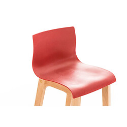 Decoshop26 Tabouret de bar design scandinave x1 structure de 4 pieds en bois assise en plastique rouge 10_0004945 pas cher